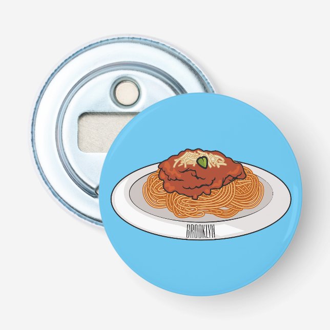  Spaghetti cartoon illustration Bottle Opener (Front)