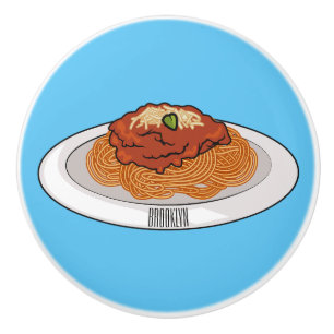 Spaghetti cartoon illustration Ceramic Knob