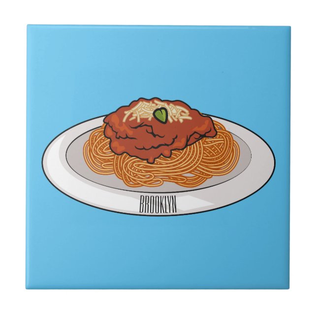  Spaghetti cartoon illustration Ceramic Tile (Front)