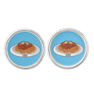 Spaghetti cartoon illustration cufflinks