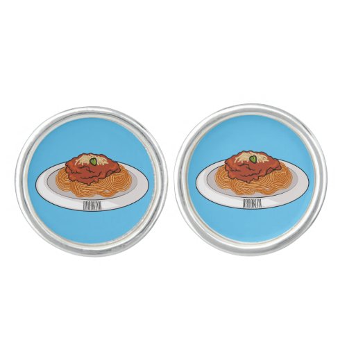 Spaghetti cartoon illustration cufflinks