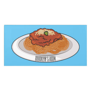 Spaghetti cartoon illustration Door Sign