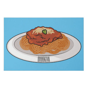  Spaghetti cartoon illustration Faux Canvas Print