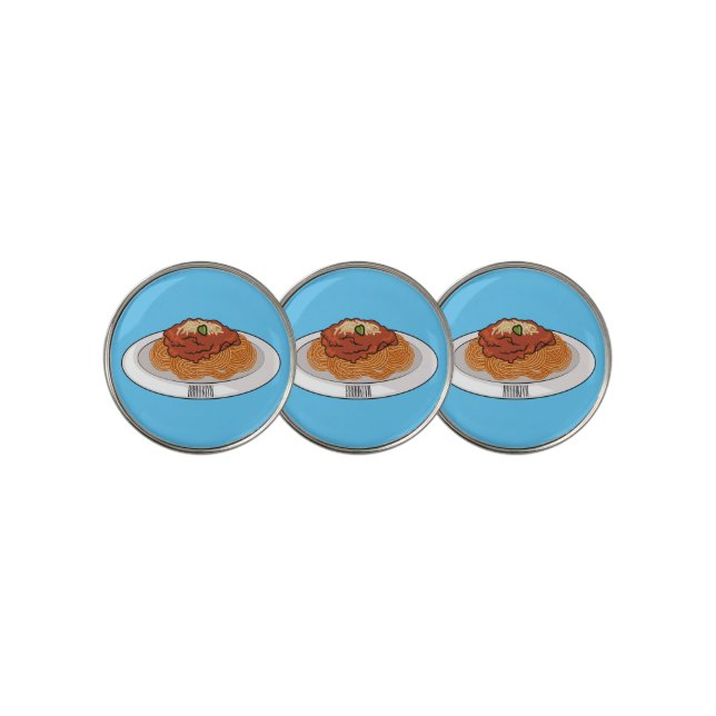  Spaghetti cartoon illustration Golf Ball Marker (3 Up)