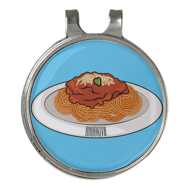  Spaghetti cartoon illustration Golf Hat Clip (Front)