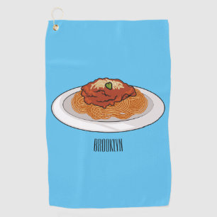  Spaghetti cartoon illustration Golf Towel