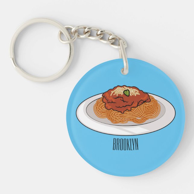  Spaghetti cartoon illustration Keychain (Front)