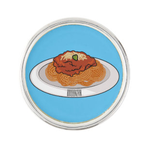 Spaghetti cartoon illustration lapel pin