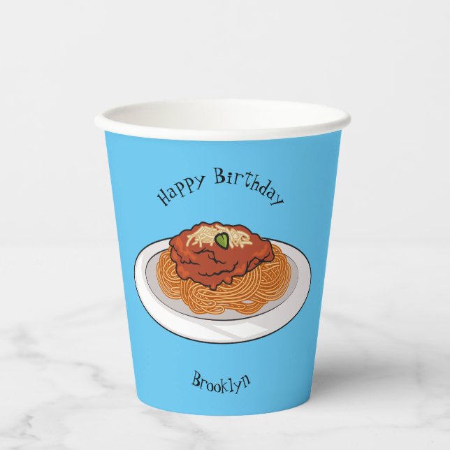  Spaghetti cartoon illustration Paper Cups (Front)