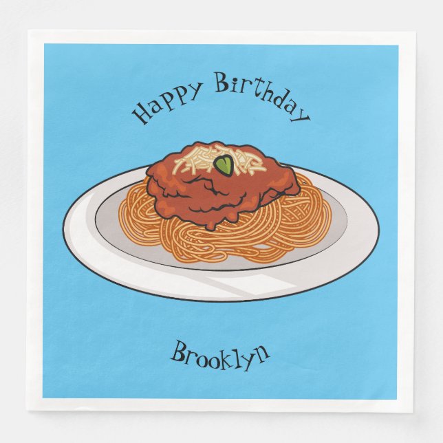  Spaghetti cartoon illustration Paper Dinner Napkins (Front)