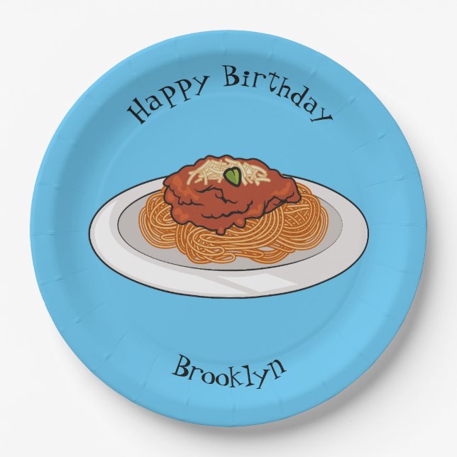  Spaghetti cartoon illustration Paper Plates (Front)