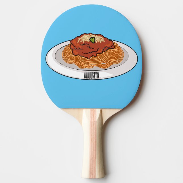  Spaghetti cartoon illustration Ping Pong Paddle (Front)