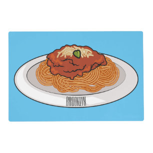 Spaghetti cartoon illustration placemat