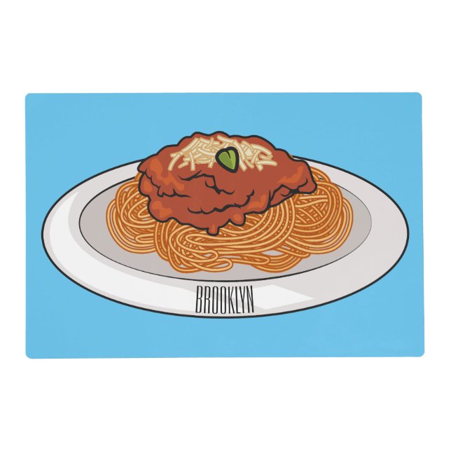 Spaghetti cartoon illustration placemat (Front)