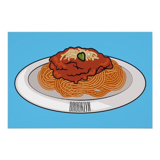  Spaghetti cartoon illustration Poster (Front)