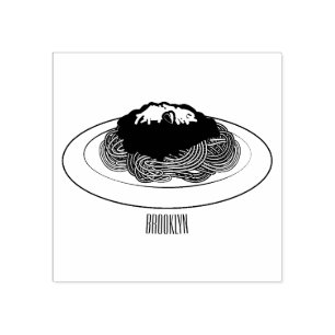 Spaghetti cartoon illustration Rubber Stamp