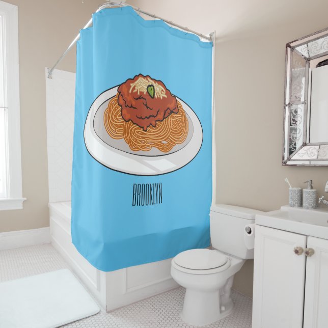  Spaghetti cartoon illustration Shower Curtain (In Situ)
