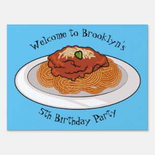 Spaghetti cartoon illustration Sign