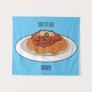 Spaghetti cartoon illustration Tapestry