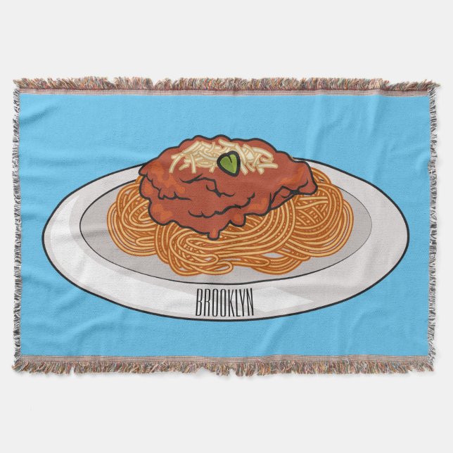  Spaghetti cartoon illustration Throw Blanket (Front)