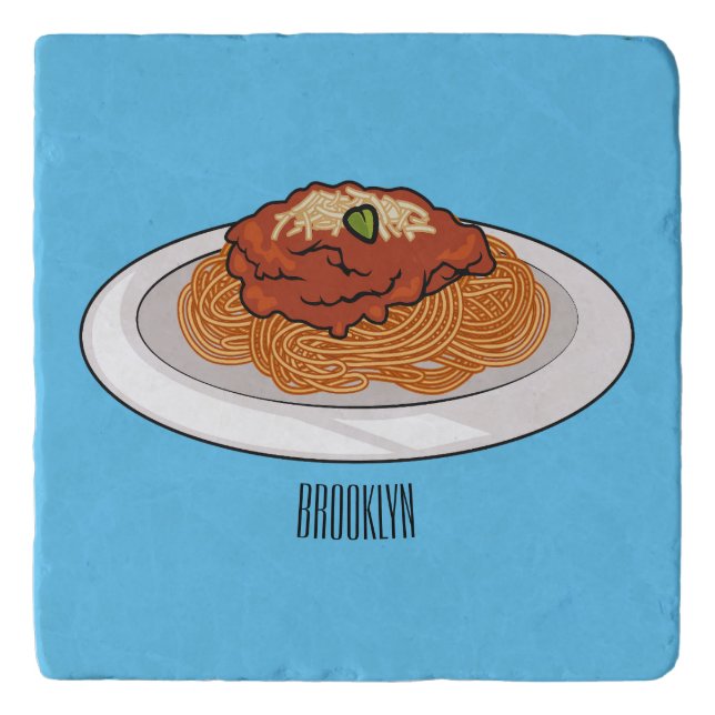  Spaghetti cartoon illustration Trivet (Front)