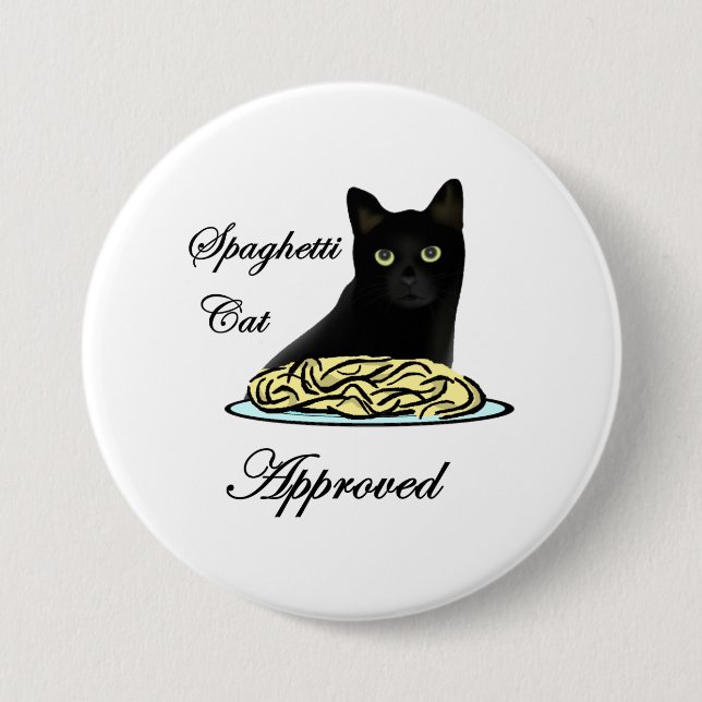 Spaghetti Cat Approved Pinback Button (Front)