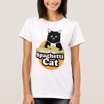 Spaghetti Cat T-shirt by jamierushad at Zazzle
