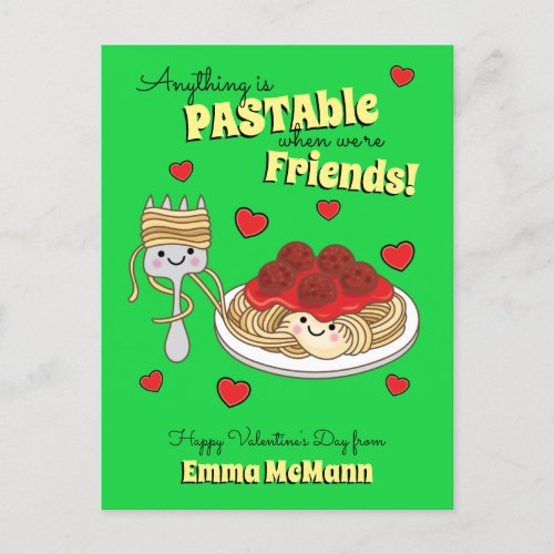 Spaghetti Classroom Valentine Friendship Card