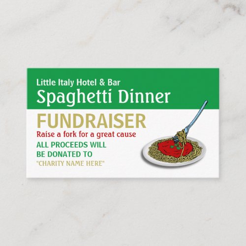 Spaghetti Dinner Fundraiser Event Business Card
