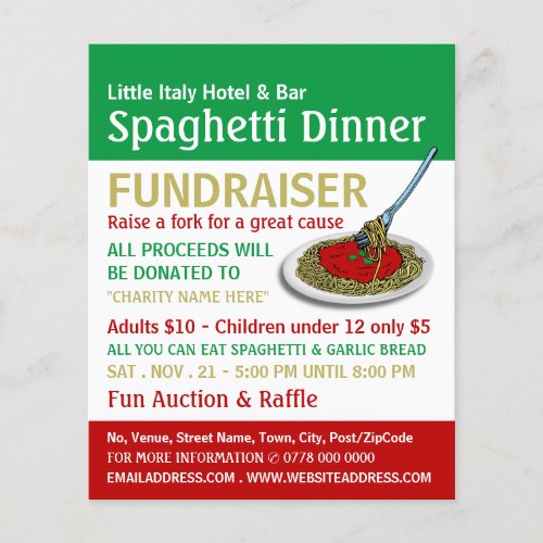 Spaghetti Dinner Fundraiser Event Flyer