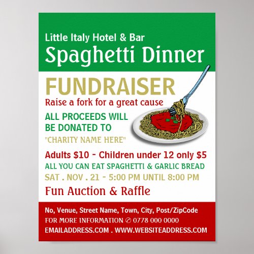 Spaghetti Dinner Fundraiser Event Poster