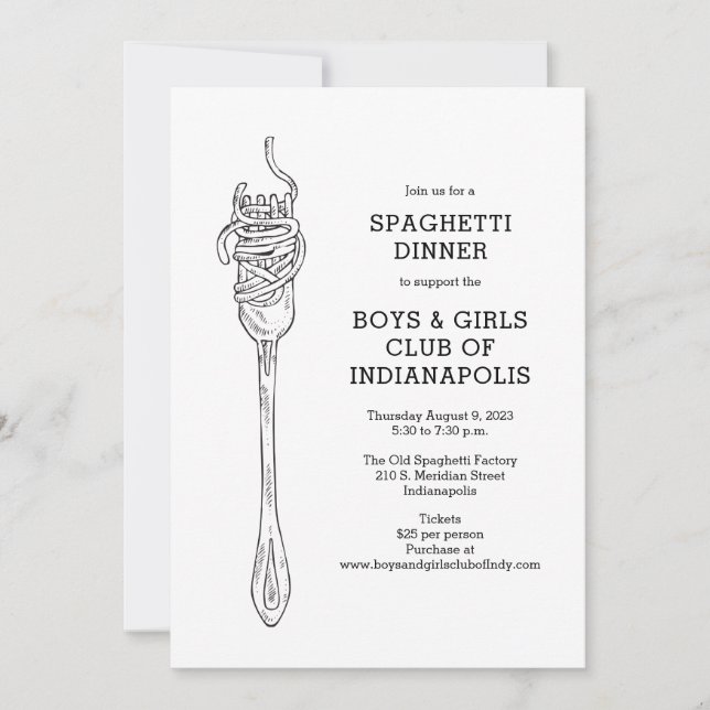 Spaghetti Dinner Fundraiser Invitation (Front)