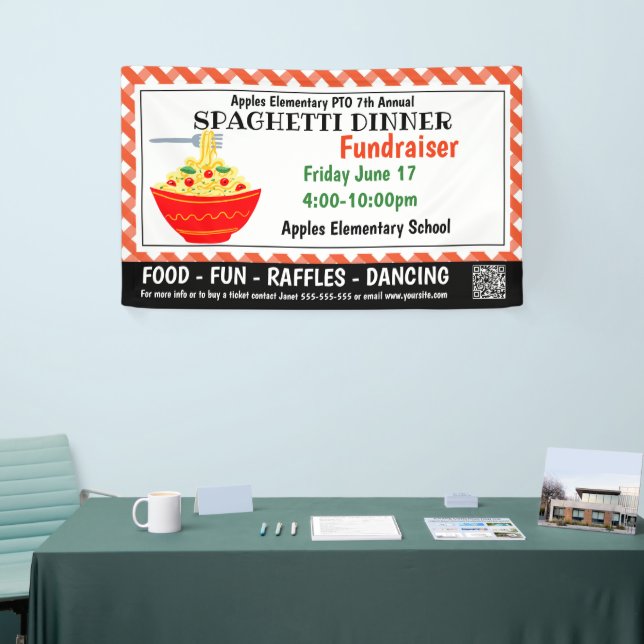 Spaghetti Dinner Fundraiser PTO PTA Church Banner (Tradeshow)