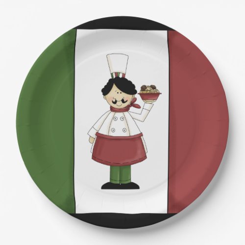 Spaghetti Dinner Italian chef paper plate