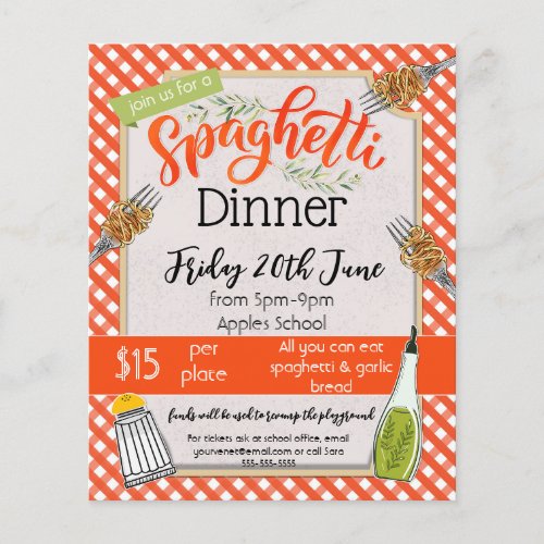 spaghetti dinner Italian school church fundraiser  Flyer