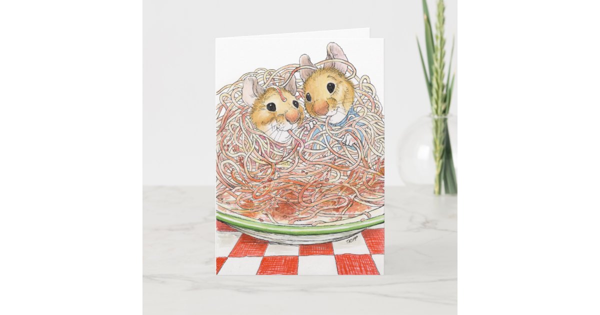 Spaghetti Eating Mice Card