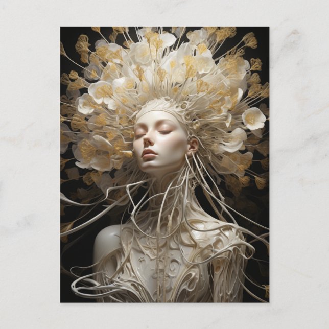 Spaghetti Floral Woman Postcard (Front)
