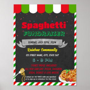 Spaghetti fundraiser event template poster