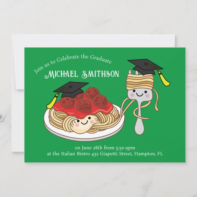 Spaghetti Graduation Party Invitation (Front)
