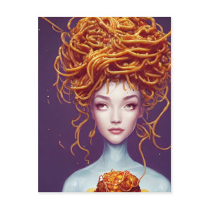 Spaghetti Hair Woman Postcard