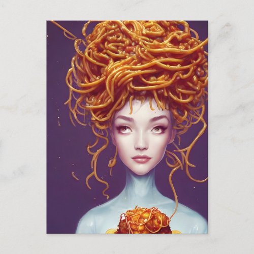 Spaghetti Hair Woman Postcard