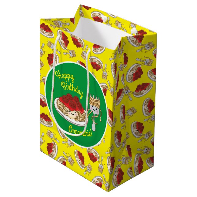 Spaghetti Kids Birthday Party Medium Gift Bag (Front Angled)