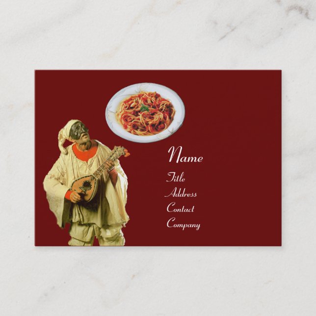 SPAGHETTI & MANDOLIN ITALIAN KITCHEN,black red Business Card (Front)