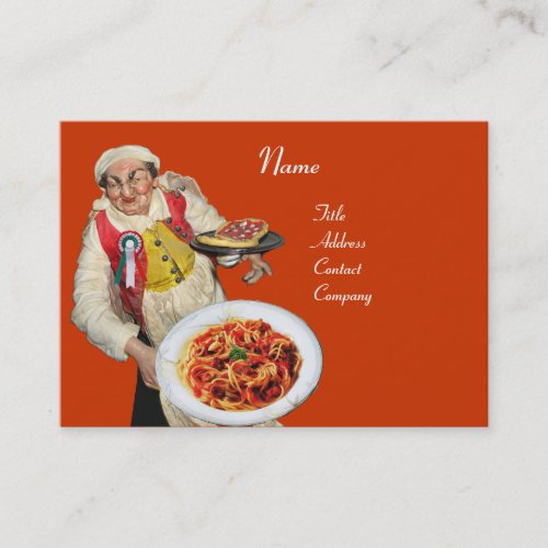 SPAGHETTI  MANDOLIN  ITALIAN KITCHEN orange Business Card