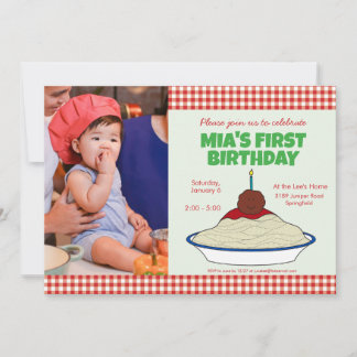 Spaghetti & Meatballs 1st Birthday Invitation