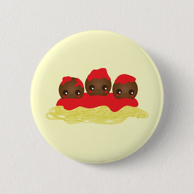 Spaghetti & Meatballs Pinback Button (Front)