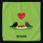 Spaghetti Meatballs Romantic Date | Add Your Name Bandana<br><div class="desc">This cute romantic illustration shows the two blackbirds Ludovico and Viola having a date in front of a saucy dish of spaghetti and meatballs. A happy kawaii heart complete the scene. Ideal design of your Valentine gift for your boyfriend, girlfriend, husband or wife. You can Personalize by adding your own...</div>