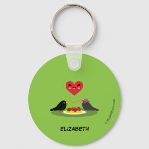 Spaghetti Meatballs Romantic Date Add Your Name Keychain