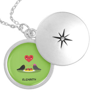 Spaghetti Meatballs Romantic Date Add Your Name Locket Necklace