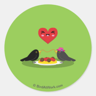 Spaghetti Meatballs Romantic Date Classic Round Sticker